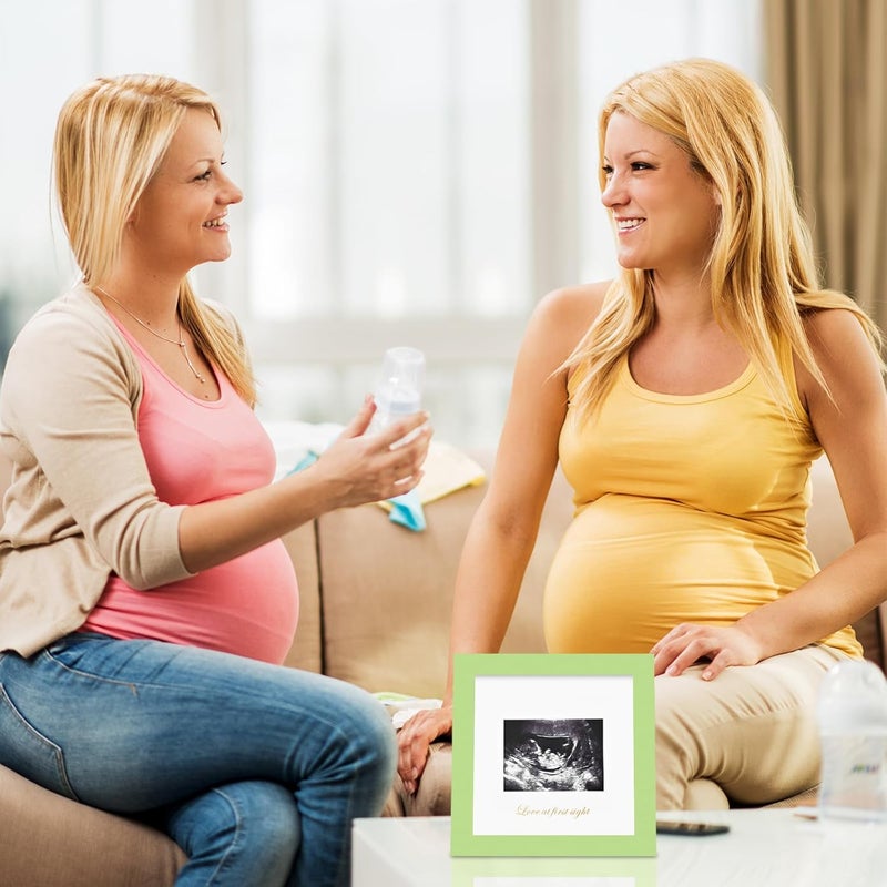 KINLINK Baby Sonogram Picture Frame, Love at First Sight Ultrasound Picture Frame, Pregnancy Gifts for Expecting Mom&Dad, Gender Reveal Party, Baby Keepsake Announcement Light Green - Image 2